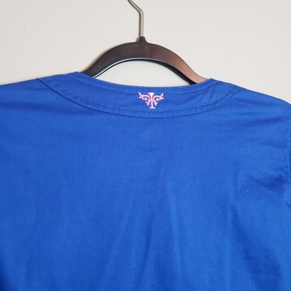 Med Couture Royal Blue Button Down Scrub Jacket Coat XS - Picture 9 of 10